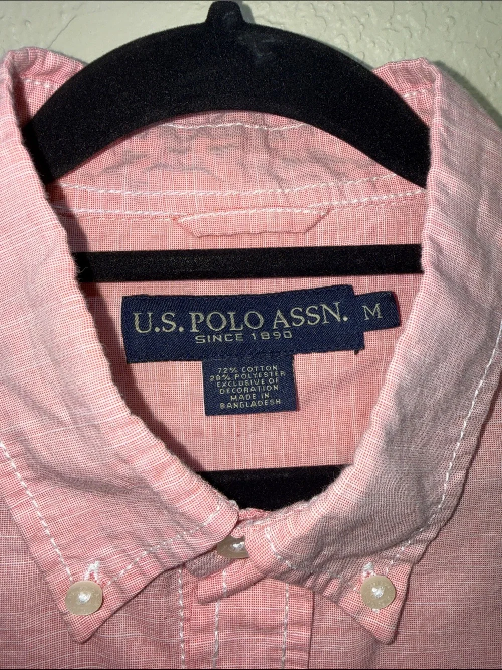 U.S. Polo Assn. Pink Short Sleeve Button-Down Shirt Men’s Medium Casual Preppy